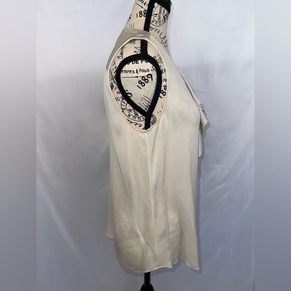 Theory Ivory Silk Ruffle Sleeveless Blouse (v) - Picture 4 of 9
